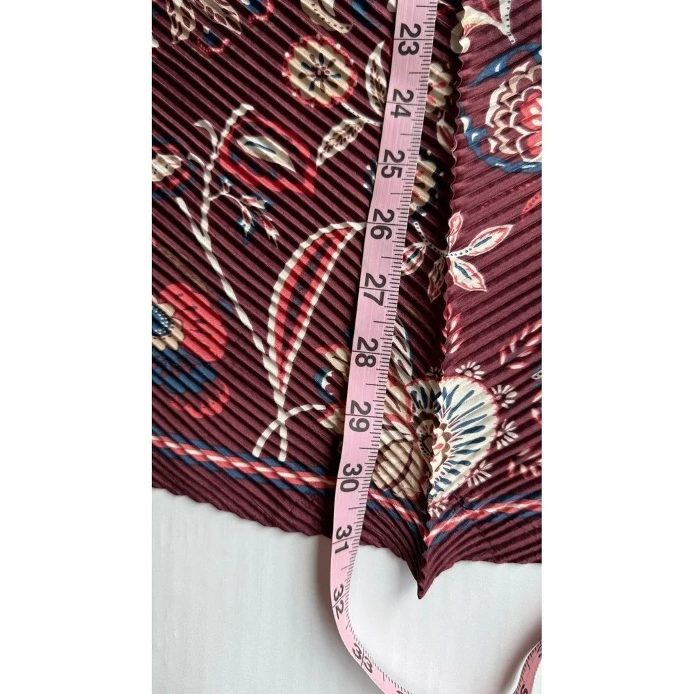 Talbots‎ Burgundy Floral Accordion Pleated Scarf 100% Recycled Polyester NEW